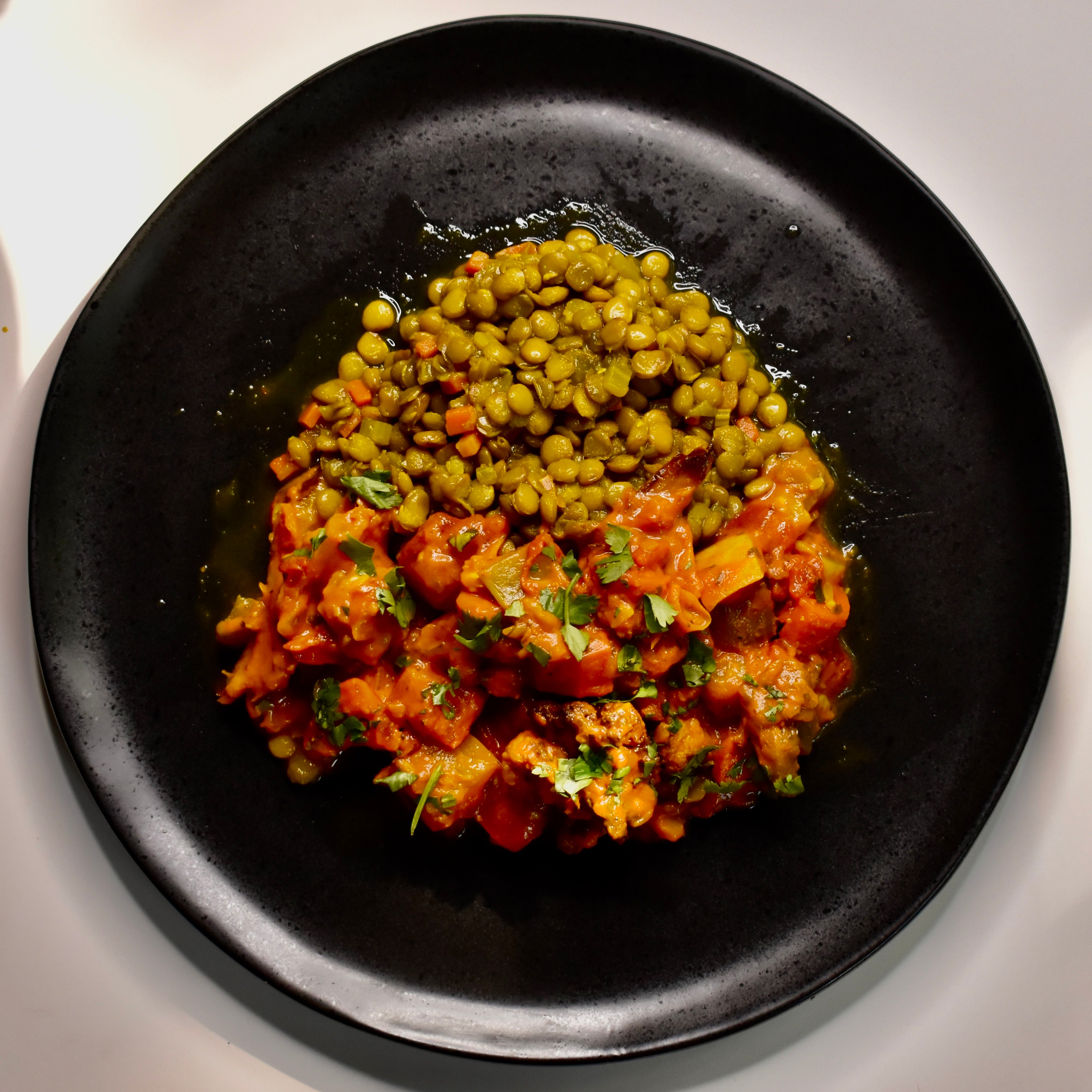 Summer Sambar Vegetable Stew with Turmeric Braised Lentils
