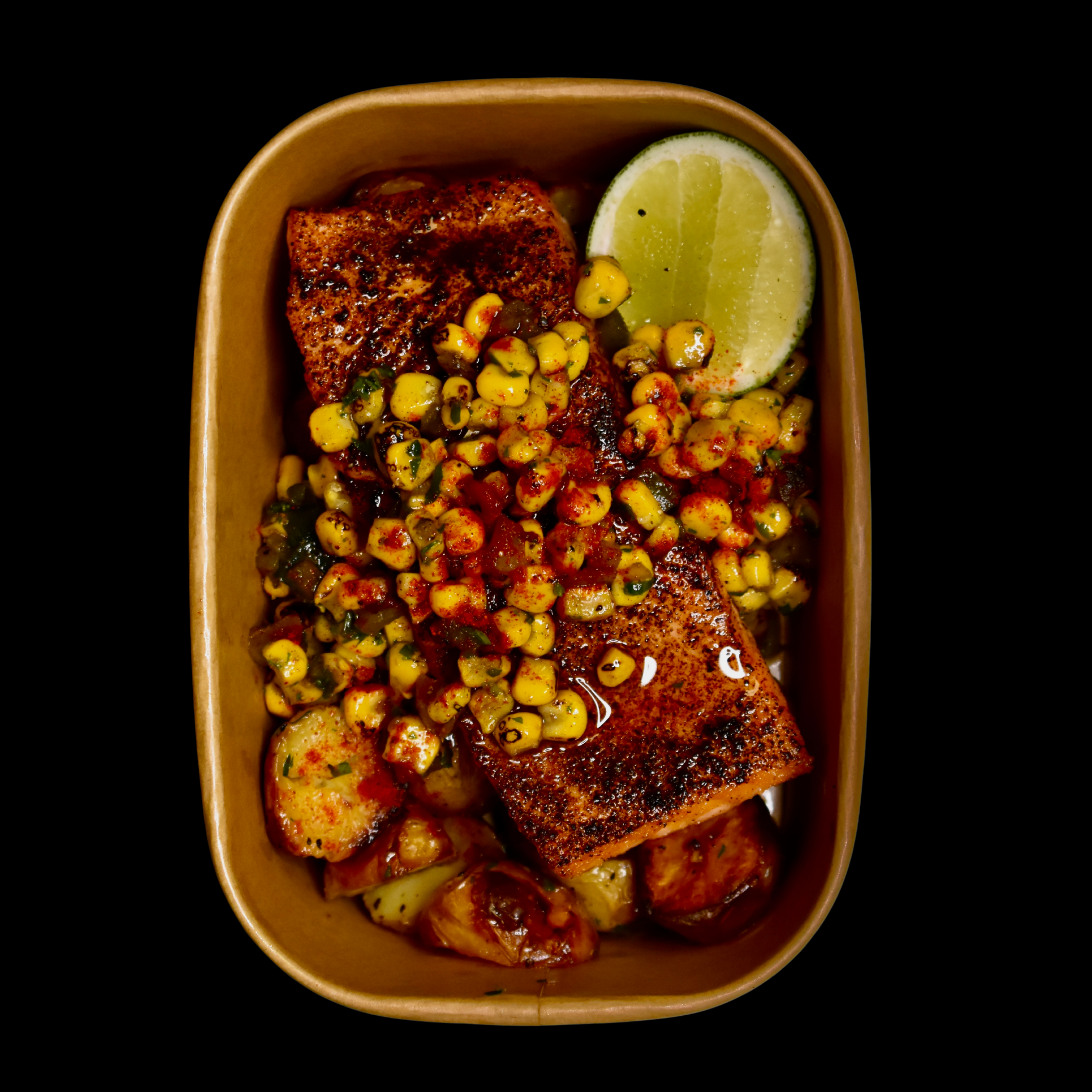 FUEL+: Chili Lime Salmon, Roasted Potatoes, Charred Corn & Poblano