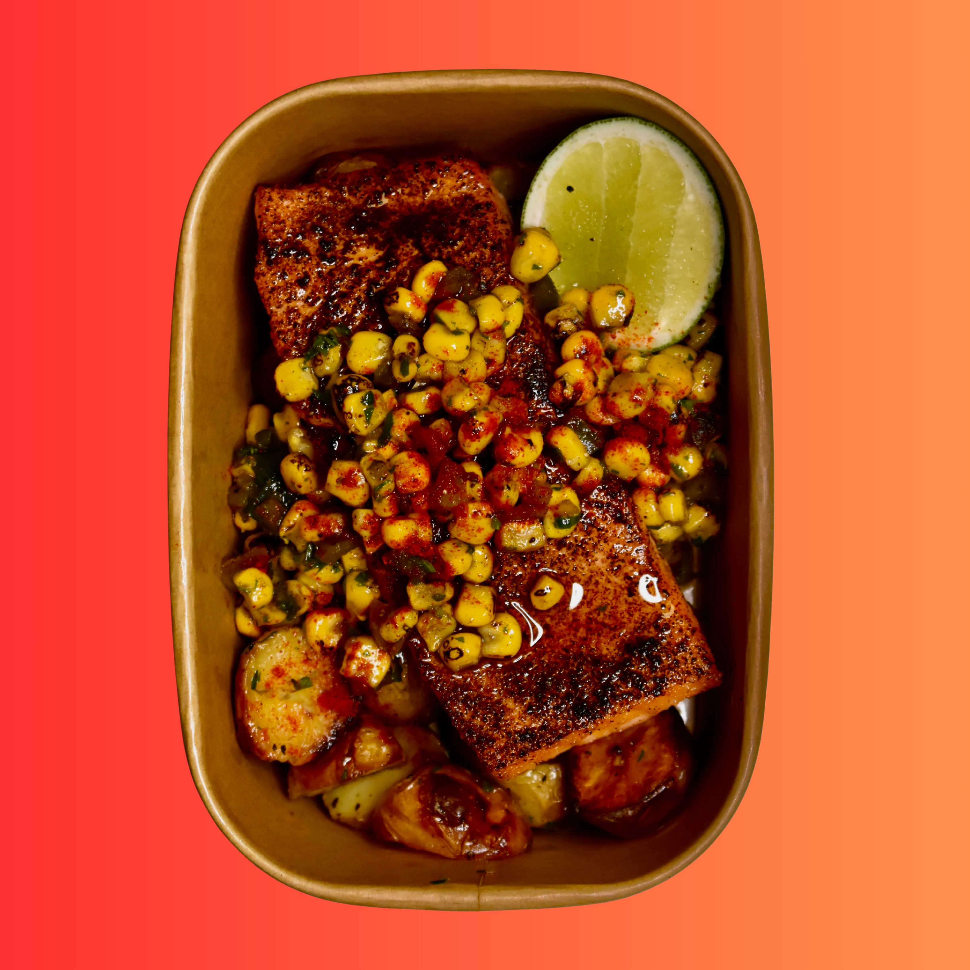 FUEL+: Chili Lime Salmon, Roasted Potatoes, Charred Corn & Poblano