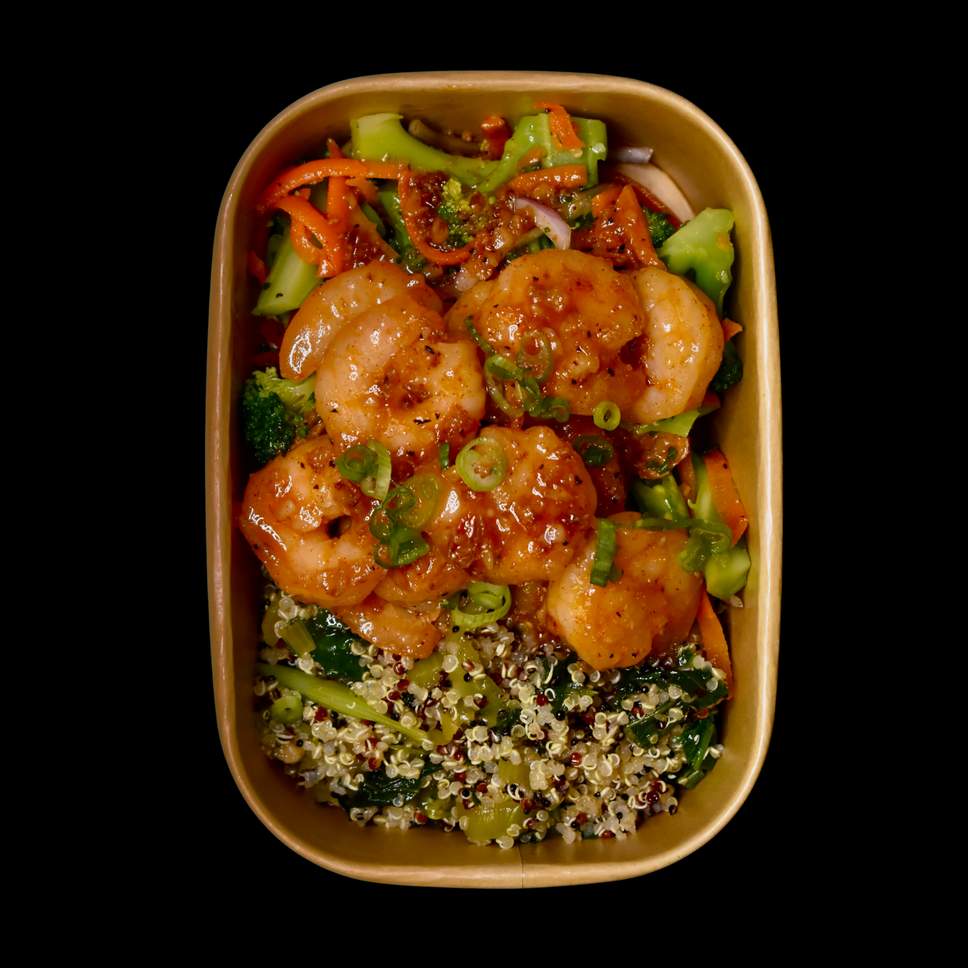 Honey Garlic Shrimp, Bok Choy Quinoa, Vegetables