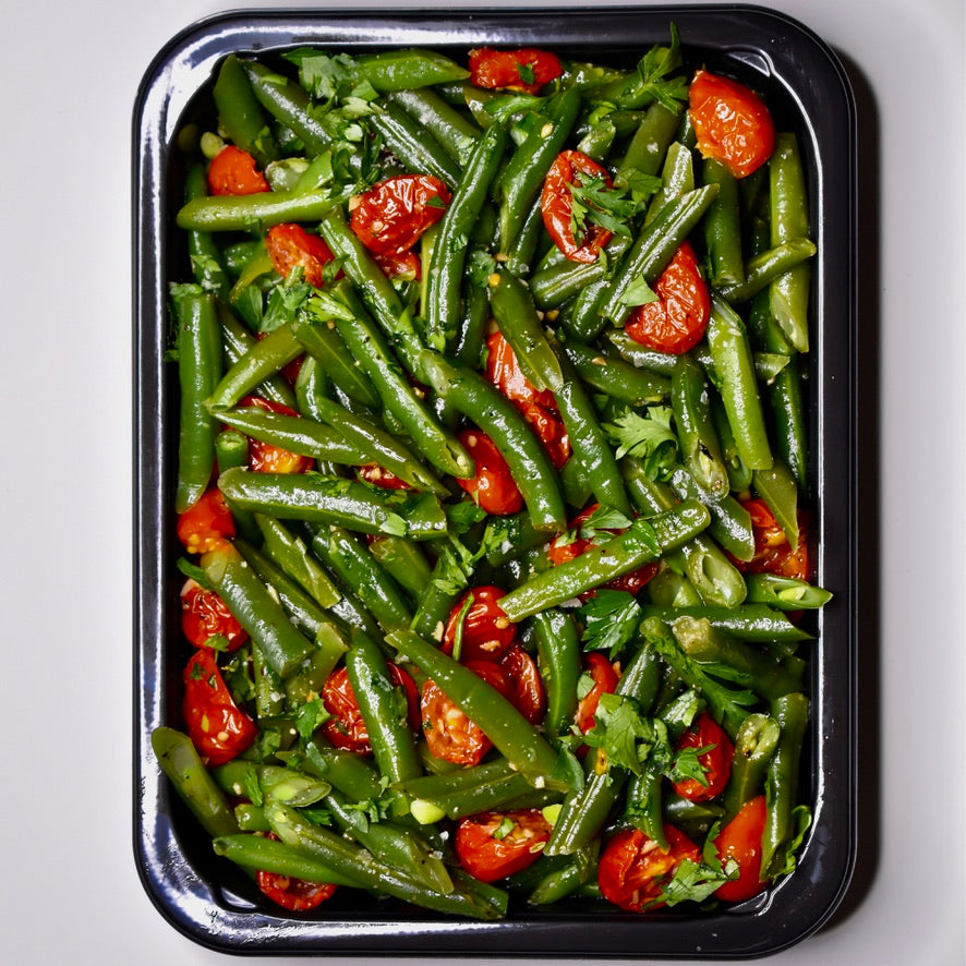 Garlic Roasted Green Beans & Tomatoes
