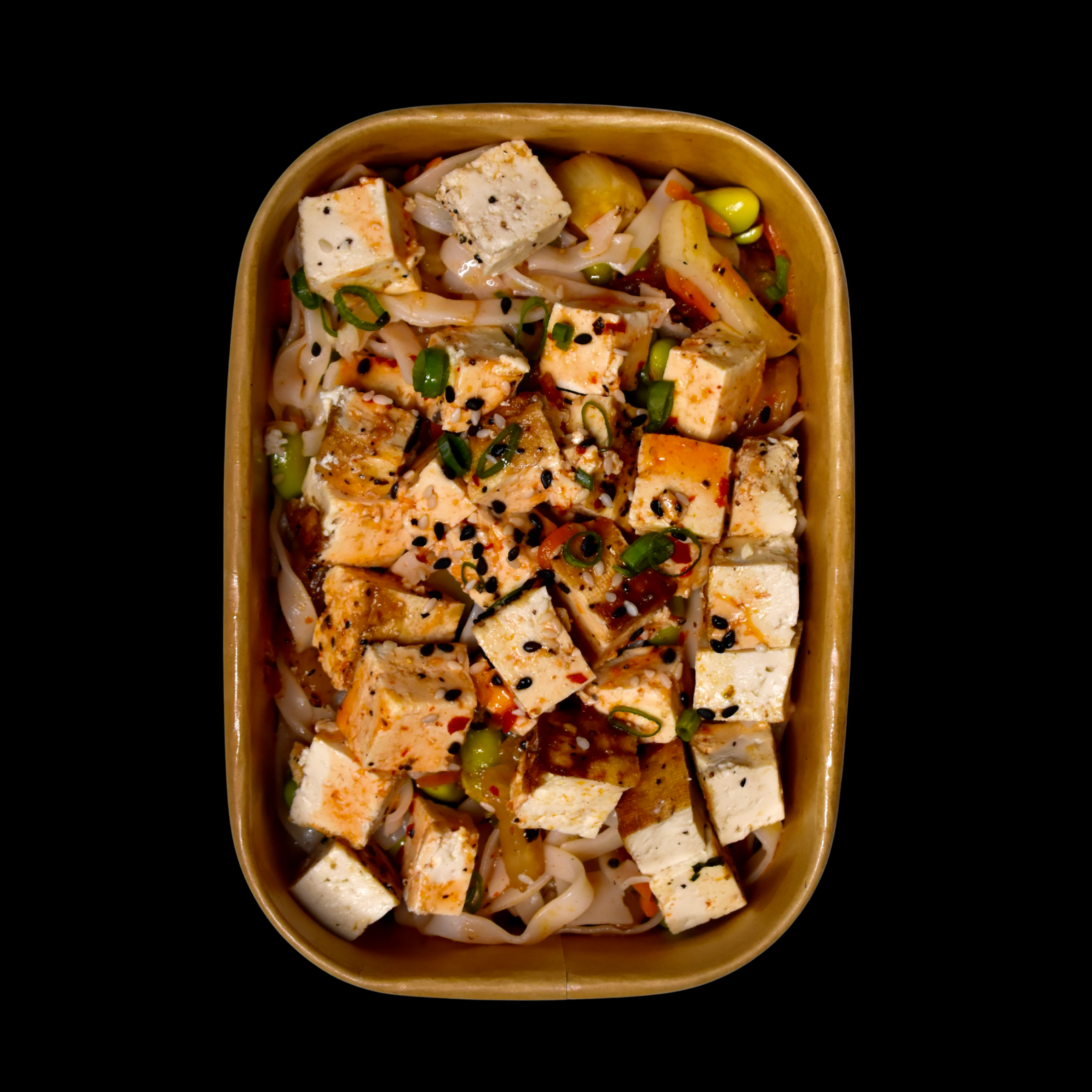 Chili Garlic Shrimp, Vegetable Rice Noodles, Bok Choy