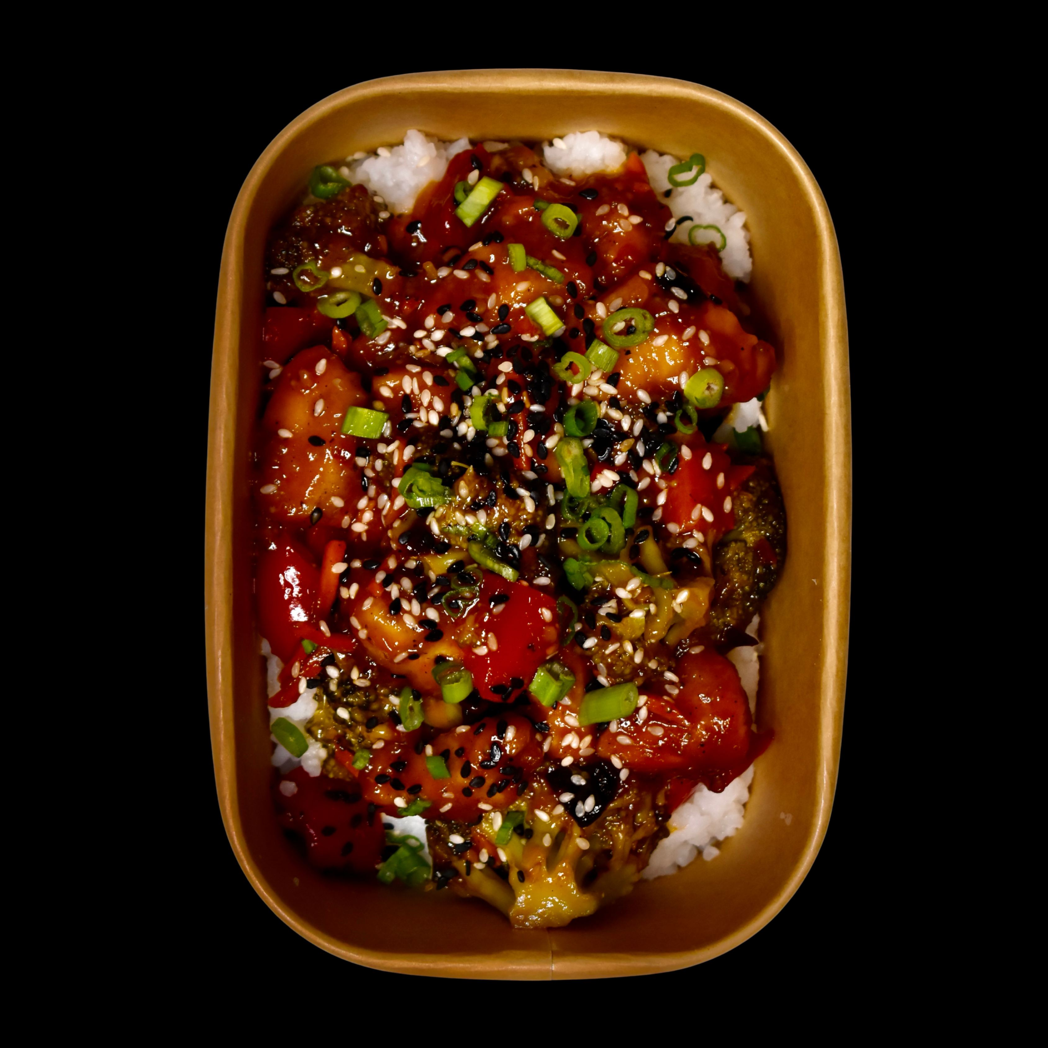 General Tso Chicken, Rice, Vegetables