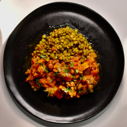 Summer Sambar Vegetable Stew with Turmeric Braised Lentils