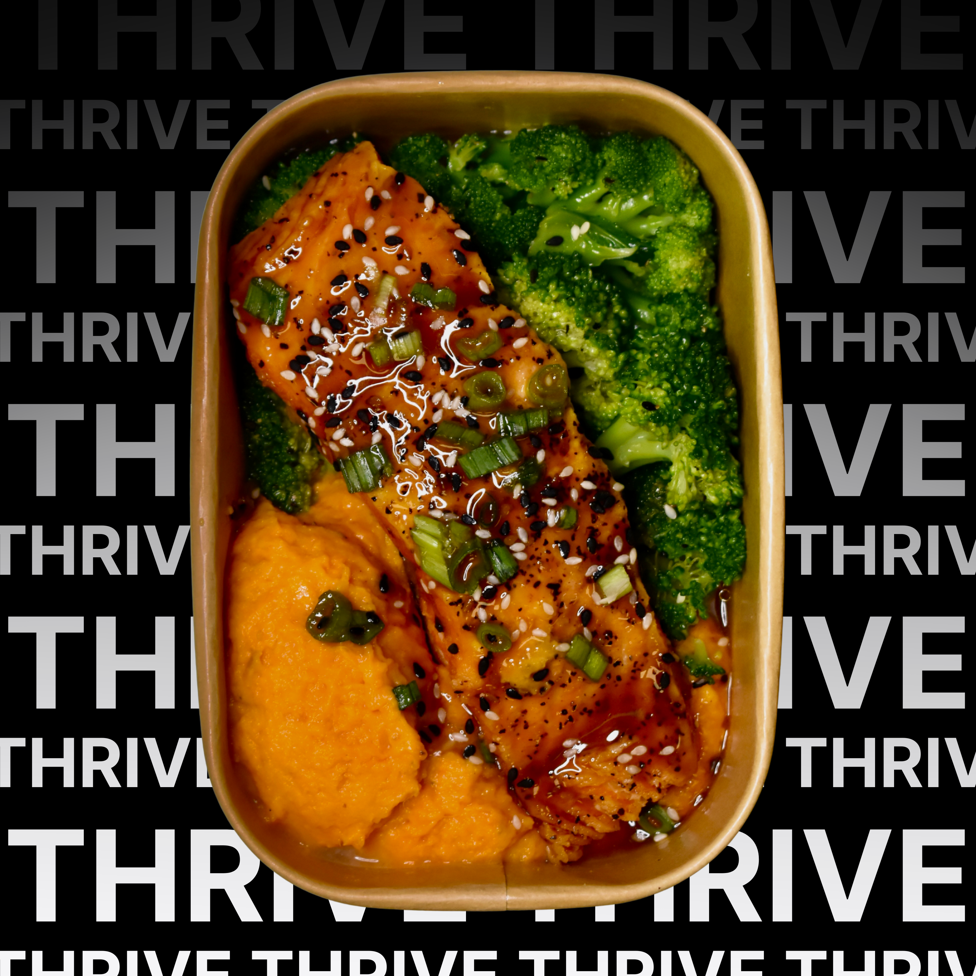 Teriyaki Salmon, Miso Butter Sweet Potato Mash, Sesame Broccoli