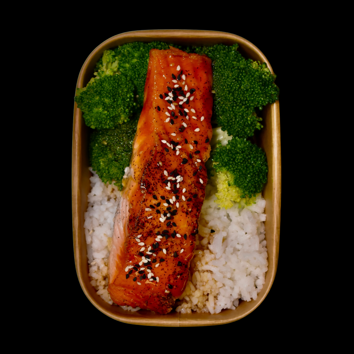 Teriyaki Salmon, Rice, Broccoli