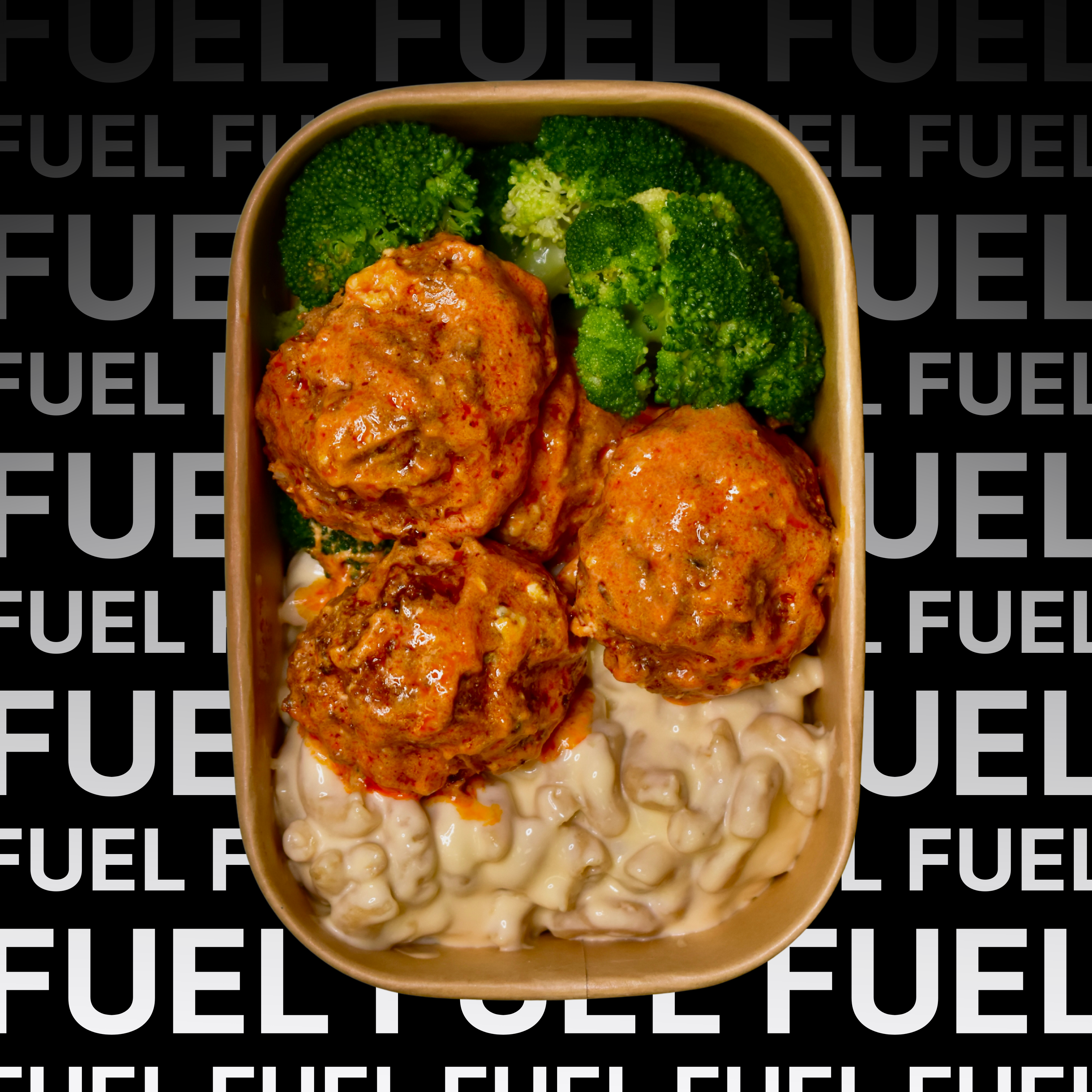 Buffalo Chicken Meatballs, High Protein Mac n Cheese, Broccoli