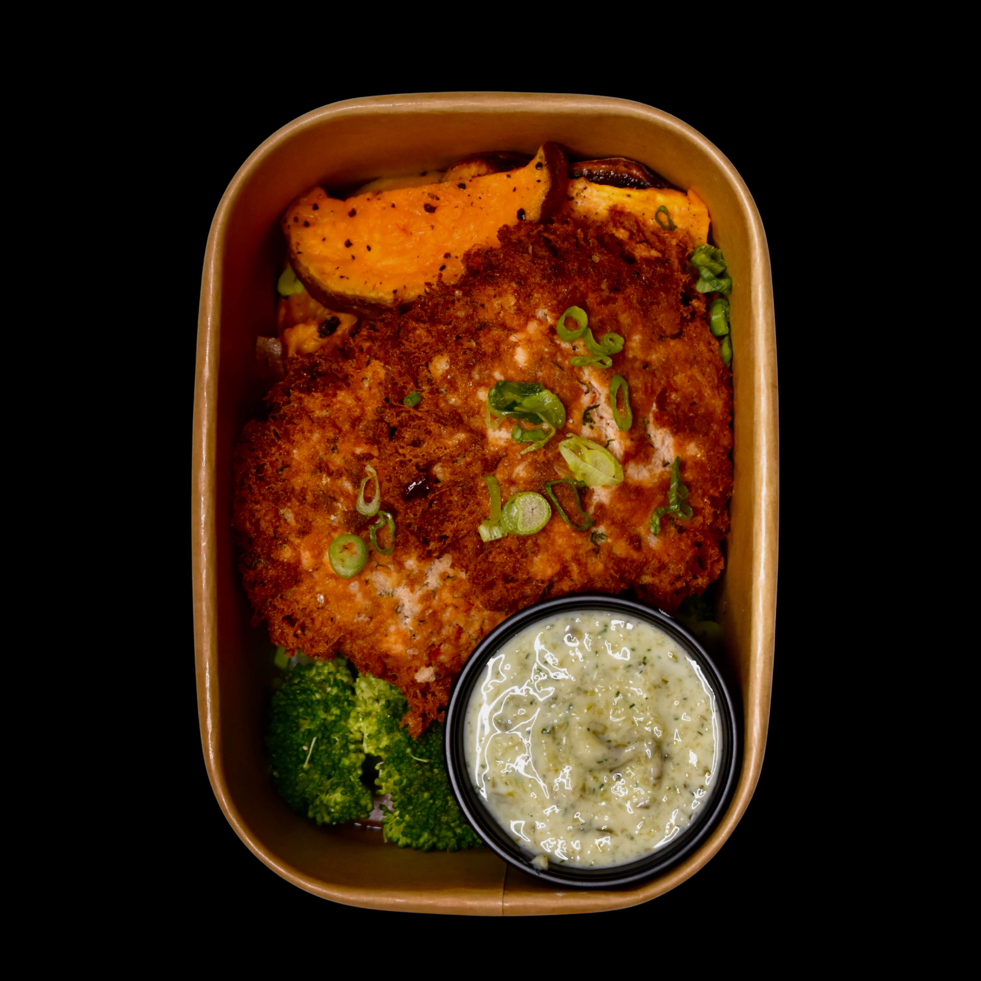 Dill Salmon Cakes, Sweet Potato Wedges, Broccoli