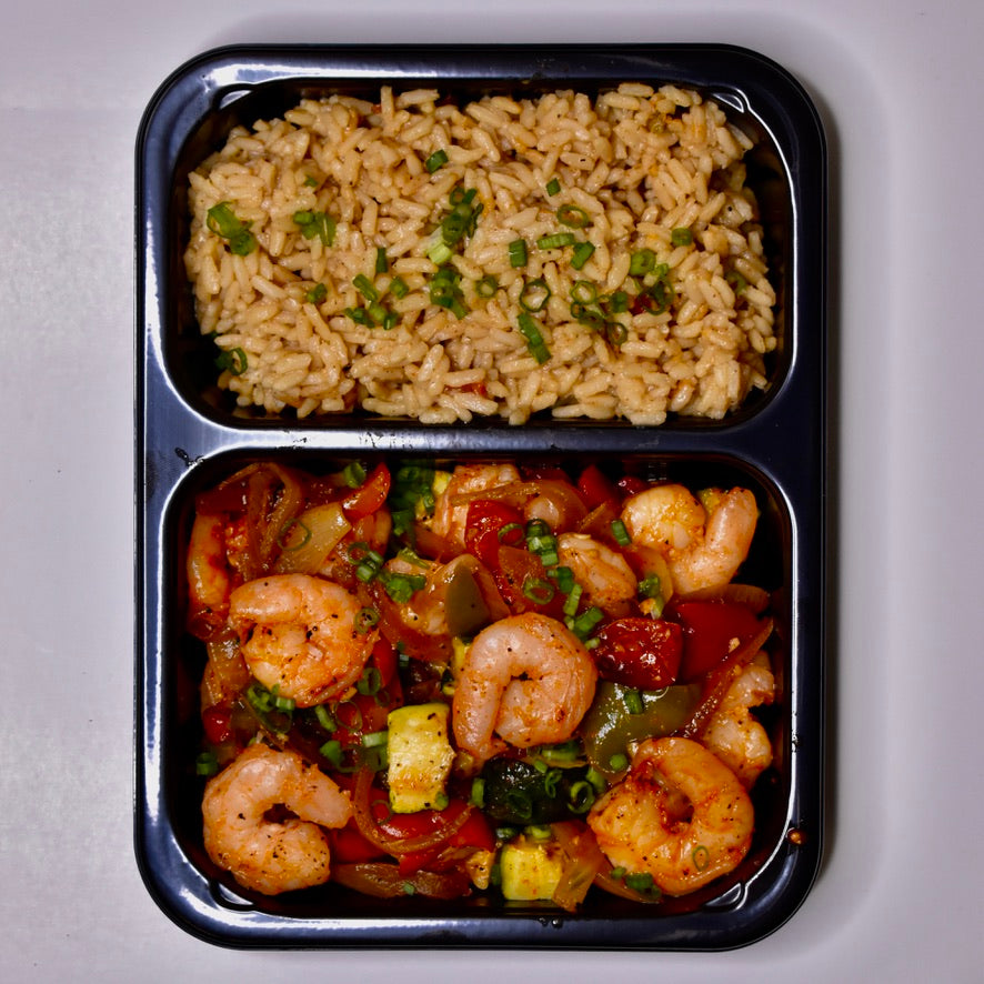 Creole Shrimp & Andouille Chicken, Dirty Rice