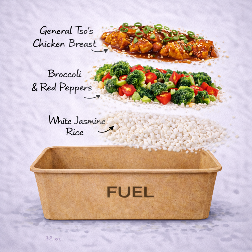 General Tso Chicken, Rice, Vegetables