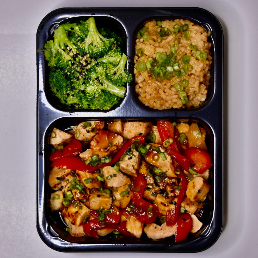 Honey Garlic Chicken, Jasmine Rice, Sesame Broccoli